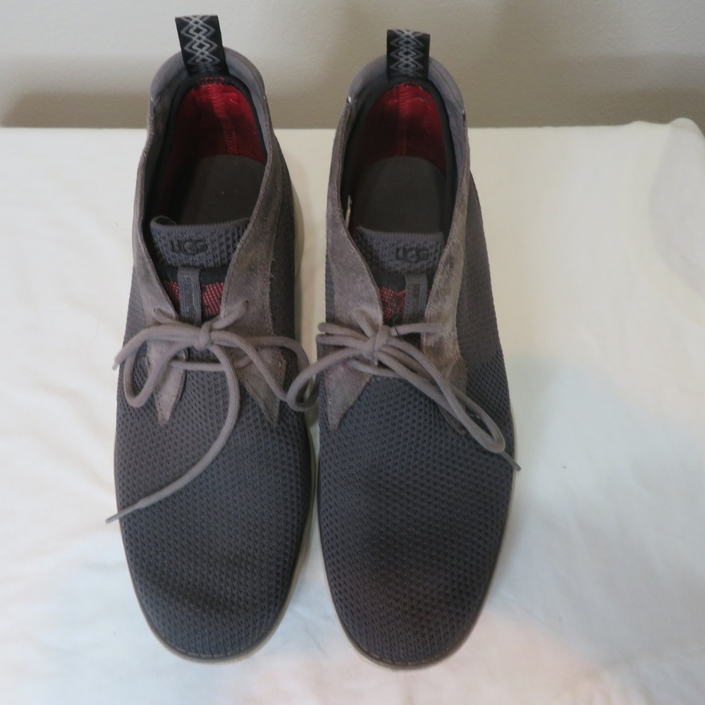 UGG Feli Hyperweave Mens Grey Knit Suede Chukka Boots Sneakers 1106992 Size 10